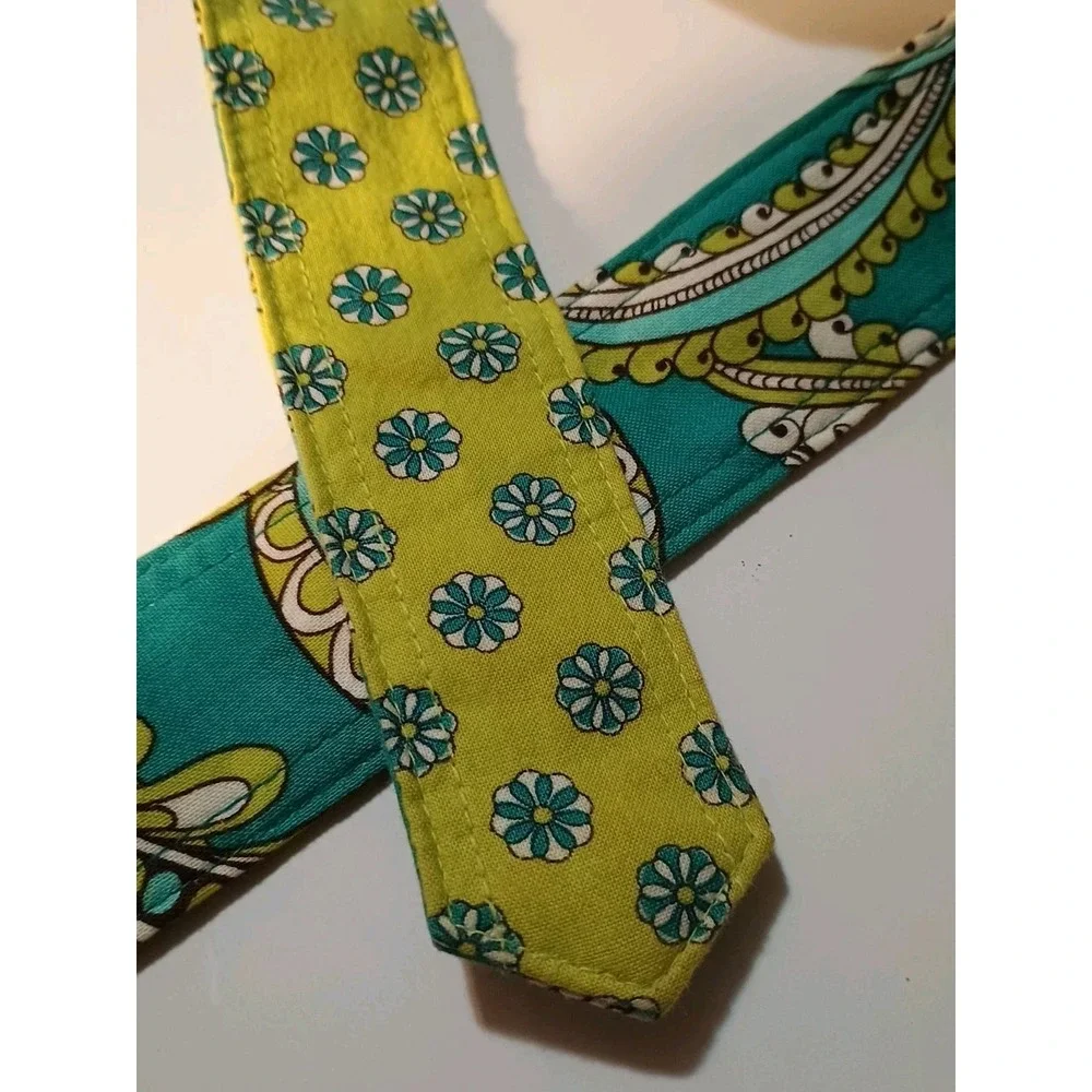 Vera Bradley‎ Womens Reversible Belt Blue Green Damask Paisley Wood Buckle